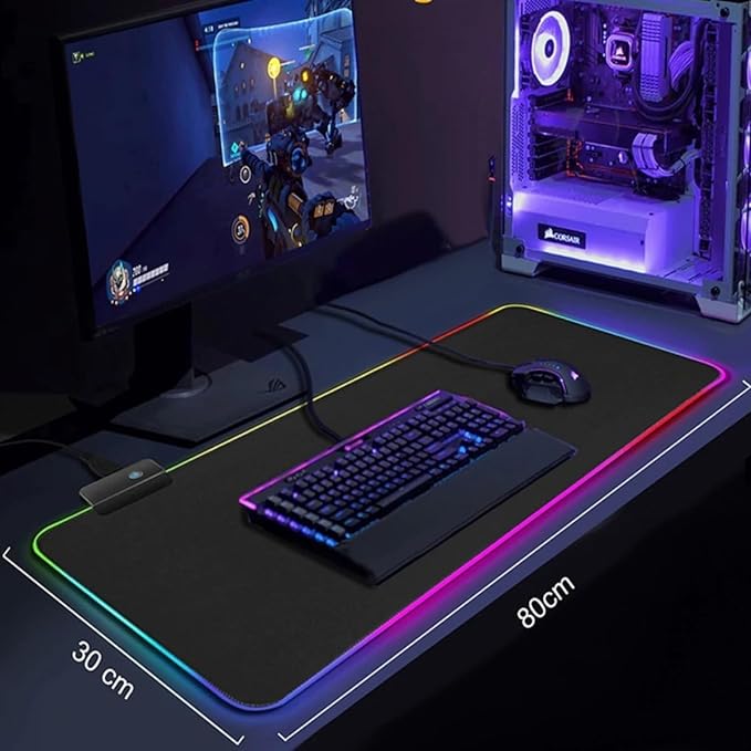 Mouse Pad Gamer Iluminado Rgb Led 80x30cm