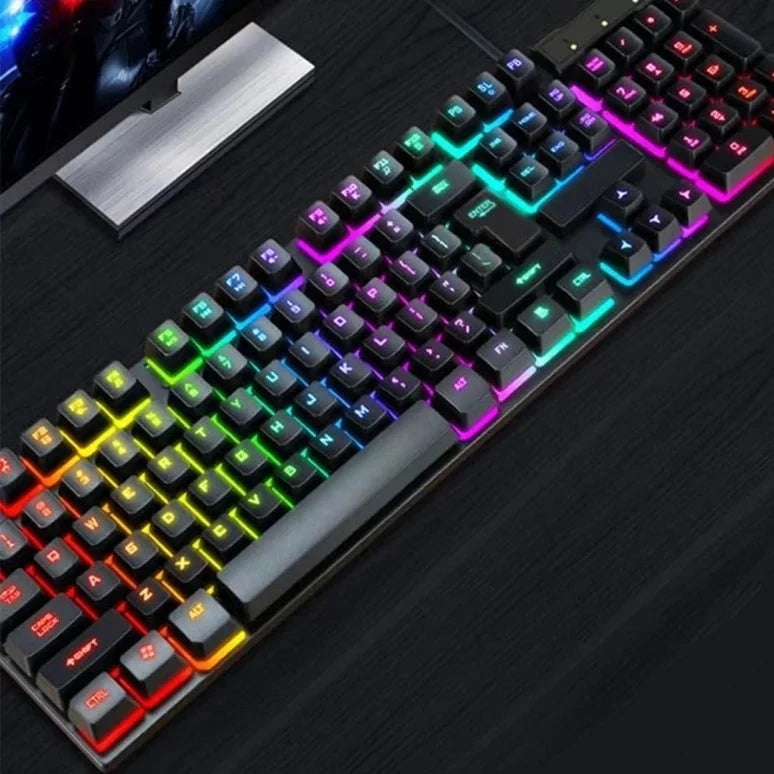 Teclado Gamer Semi-mecânico RGB LED Retroiluminado